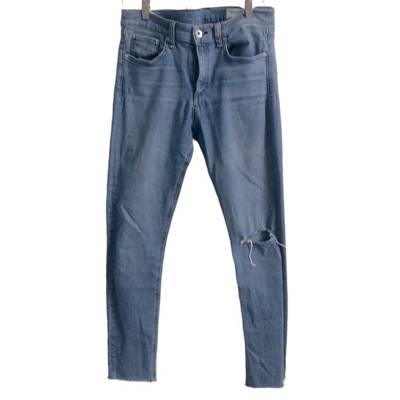 Rag & Bone Mid Rise Distressed Skinny Ankle Raw Hem Jean Size 29 - Picture 2 of 13